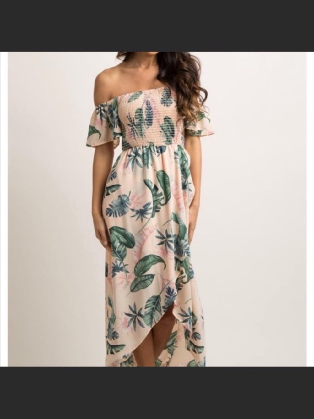 Pinkblush off-Shoulder Tropical Print Maxi Dress